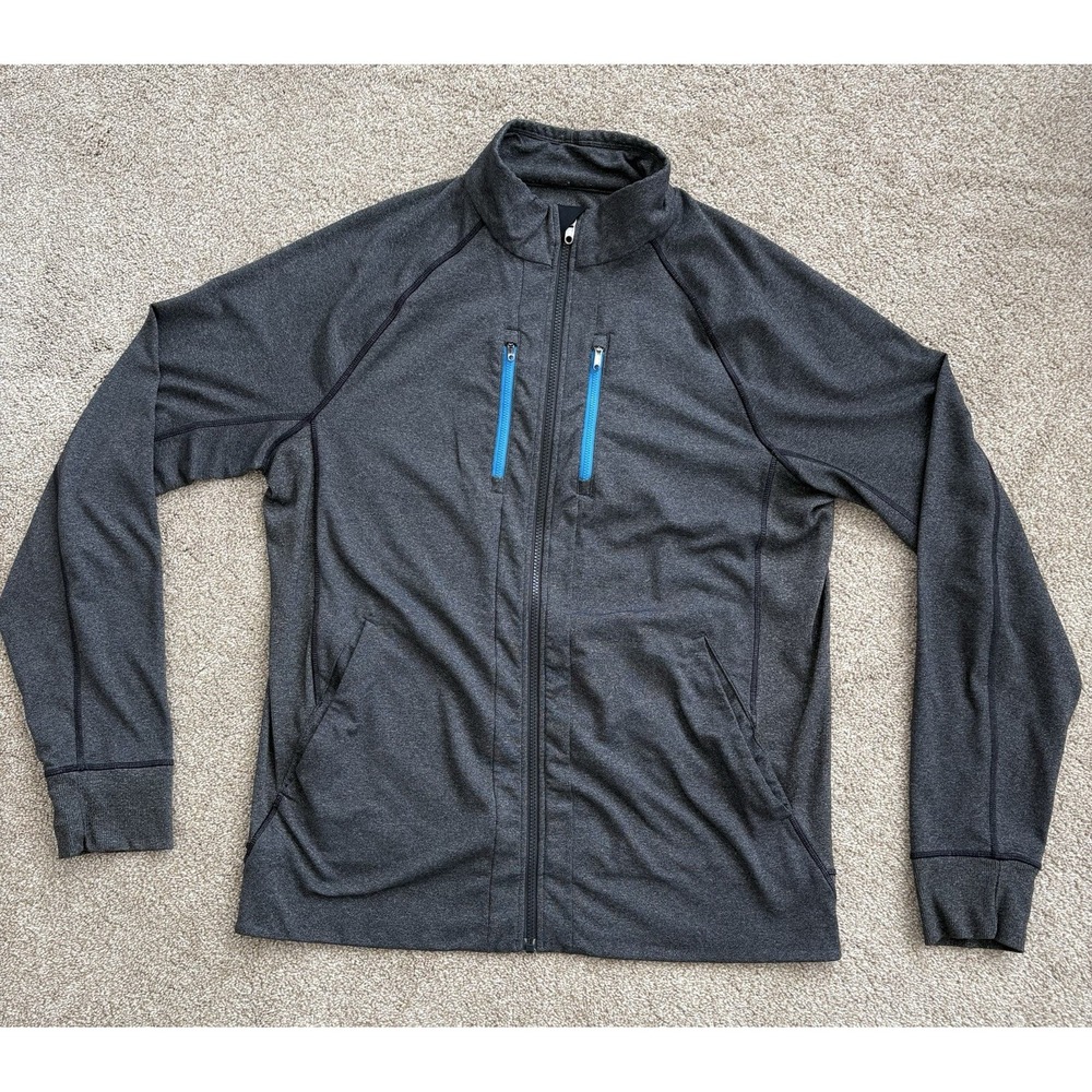 Lululemon Men's XL Full‎ Zip Athletic Jacket Heather Gray Blue Zip Pockets Size